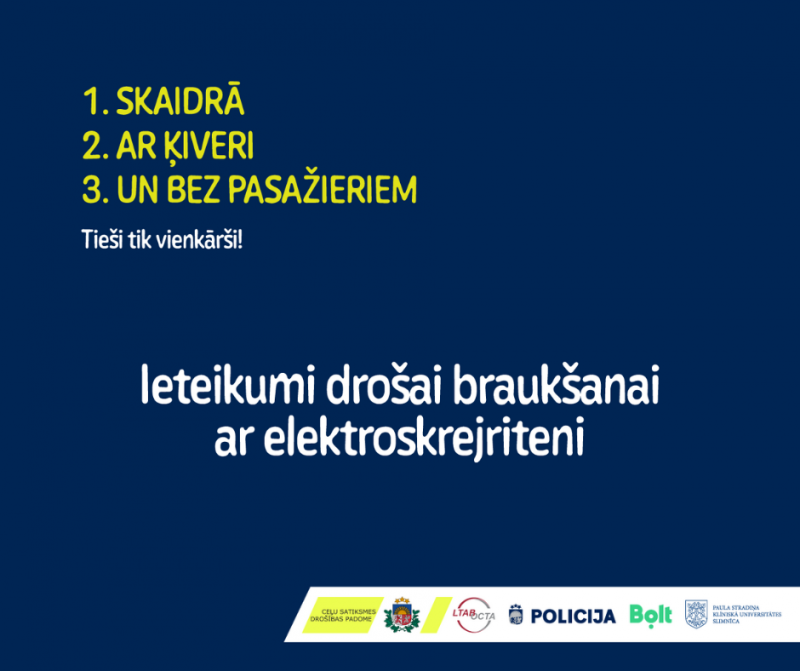 Ieteikumi drošai braukšanai ar elektroskrejriteni!