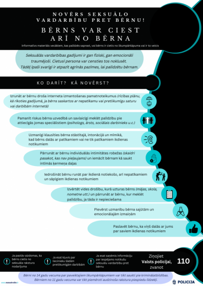 Infografika par seksuālo vardarbību pret bērniem