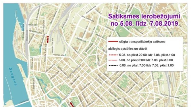 Satiksmes ierobežojumi saistībā ar Rammstein koncertu Lucavsalā