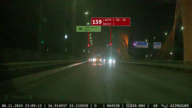 ātruma pārsniegšana uz dienvidu tilta