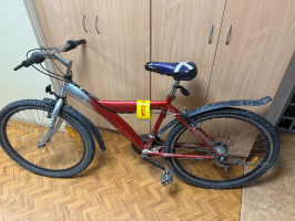 velosipēds sarkanā un sudraba krāsā