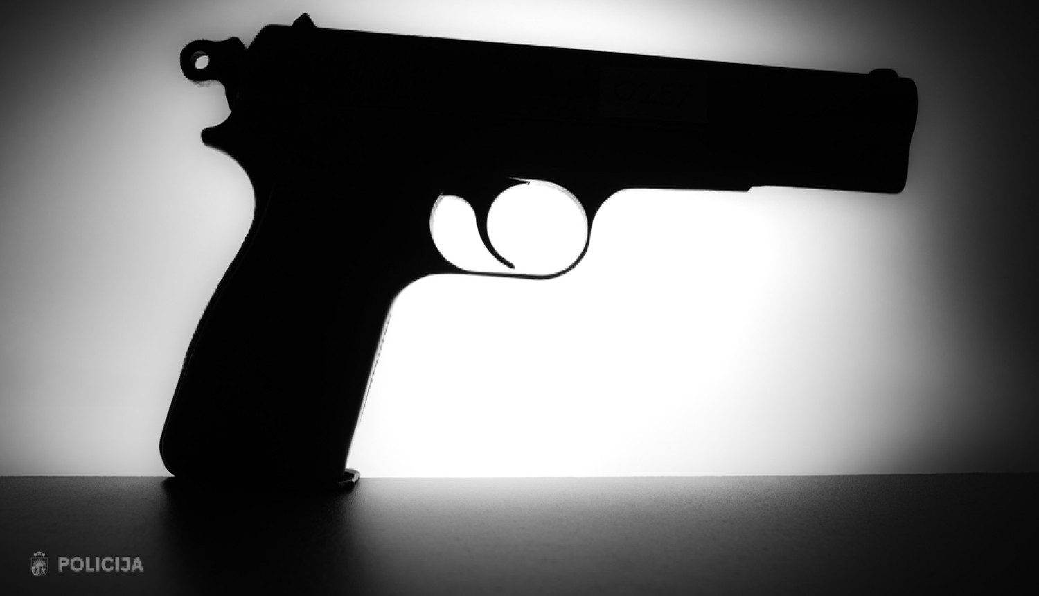 Pistoles siluets uz kontrastējoša gaiša fona