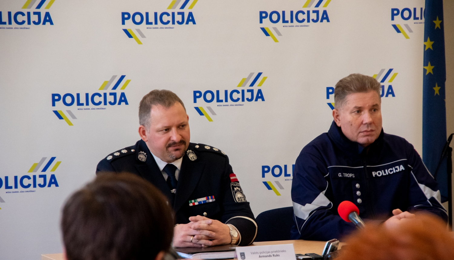 Valsts policijas priekšnieks Armands Ruks un Valsts policijas Latgales reģiona pārvaldes priekšnieks Gundars Trops. 