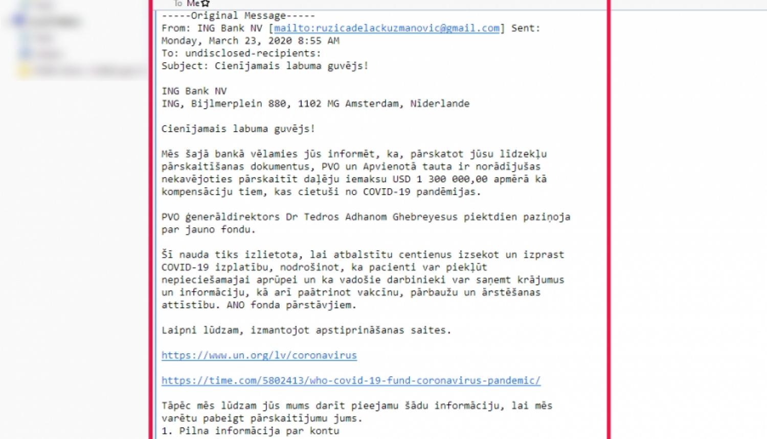 Vēršam uzmanību, ka ir aktivizējušās personas, kuras pandēmijas laiku izmanto krāpšanas nolūkā
